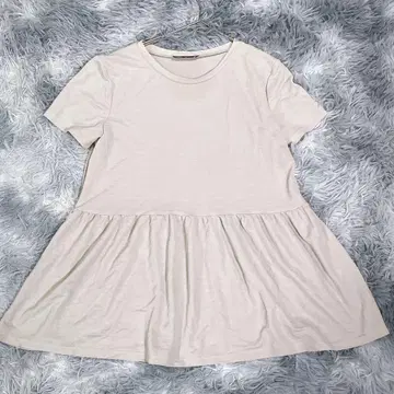 ZARA [ S ] 반팔 튜닉 베이지 얇은 소재 작은 사이즈 여성용