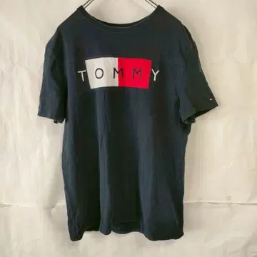 TOMMY HILFIGER 반팔 티셔츠 카노코 소재 로고 네이비 L/G