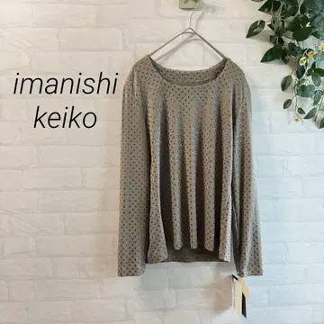 택 포함 [ imanishi keiko ] 메탈 도트 무늬 긴팔 티셔츠