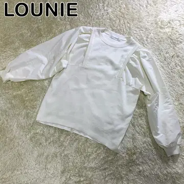 루니 벌룬 슬리브 볼륨 소매 긴팔 니트 셔츠 도킹 화이트