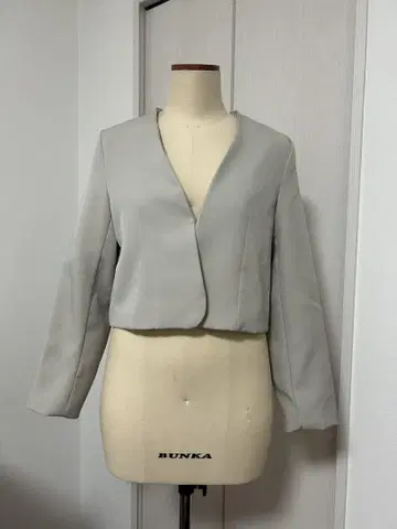 그레이 노카라 자켓 긴팔 버튼