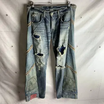 [ 청바지 리메이크 데님 데미지 그런지 헤짐 구제 의류 ]