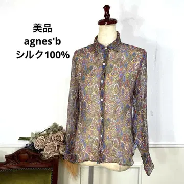 새상품급 agnes b 실크 100% 블라우스