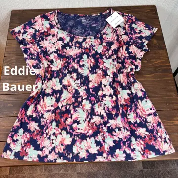 Eddie Bauer 에디바우어 XXL 네이비 꽃무늬 프린트 반팔 티셔츠