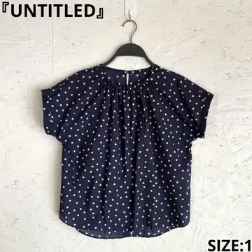 일본제 [ UNTITLED ] 도트 프린트 반팔 블라우스 네이비 1