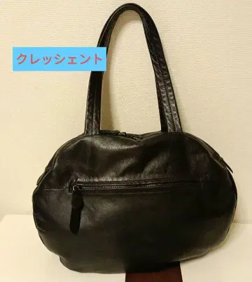 크레센트 지퍼 타원형 소프트 가죽 토트 숄더백