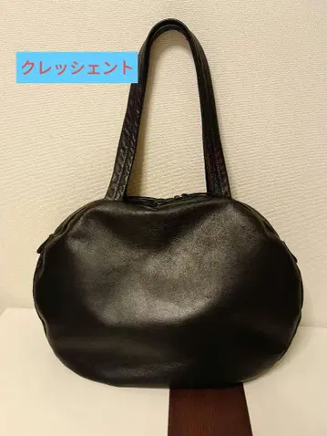 크레센트 지퍼 타원형 소프트 가죽 토트 숄더백