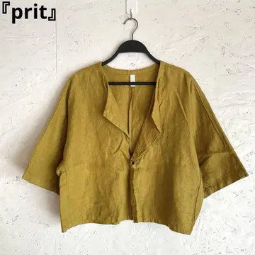 일본제 [prit] 린넨 자켓 린넨 가디건 머스타드 컬러 F
