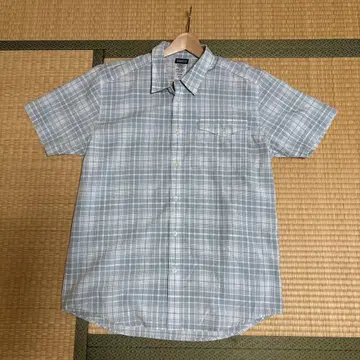 patagonia 반팔 셔츠 L 스카이블루 체크