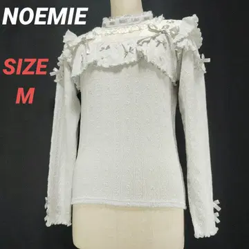 NOEMIE 노에미 메니 펄 리본 데콜테 레이스 티셔츠 프릴 M
