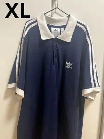 adidas 스트라이프 폴로 T셔츠 블루 XL