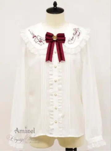 [옷깃 주의] Amavel 에어메일 레이스 프릴 블라우스 레드