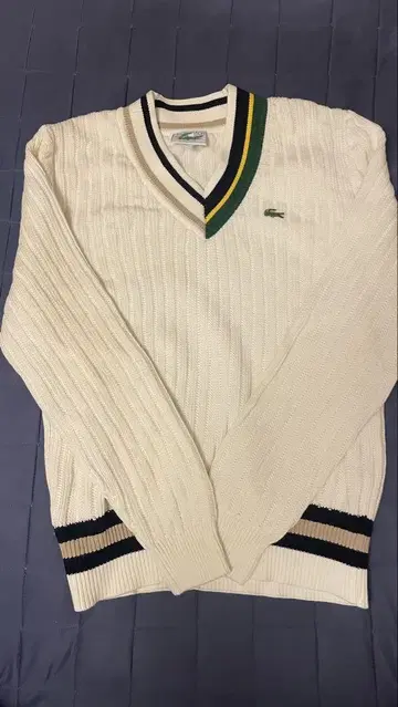 LACOSTE 아이보리 V넥 스웨터 S