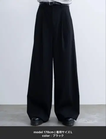 Two tuck wide straight stripe slacks L