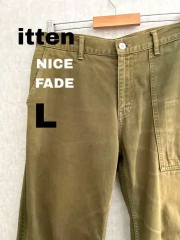 itten 이텐 베이커 팬츠 밀리터리 구제 페이드 보로 카키