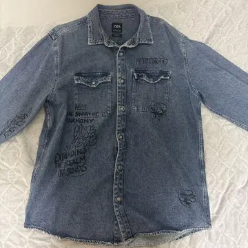 ZARA 데님 셔츠 그래픽 프린트