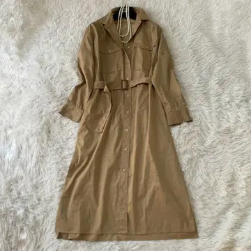 LOUNGE DRESS 벨트 셔츠 롱 원피스 앞 버튼