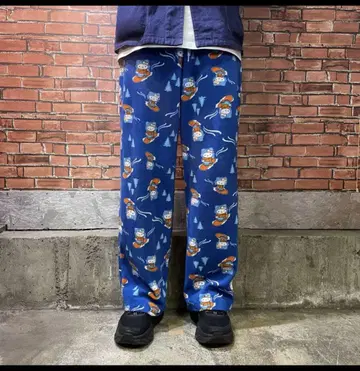 USA 구제 의류 헬로키티 파자마 팬츠 와이드 루즈 블루 size:L