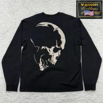[ 새상품급 ] Vanson 스컬 입체 자수 크로스 롱T 티셔츠 XL
