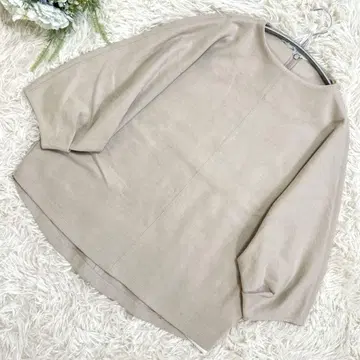 로페 베이지 5부 소매 상의 풀오버 넉넉한 실루엣 M 사이즈