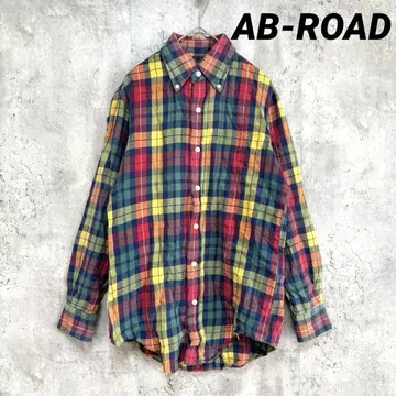 [ AB-ROAD ] 컬러풀 긴팔 체크 셔츠 버튼 다운 셔츠 얇은 소재
