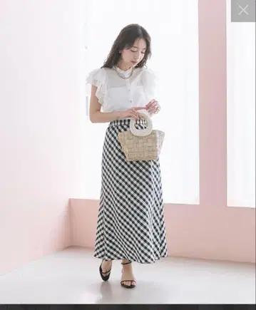 깅엄 체크 바이어스 스커트 La boutique BonBon