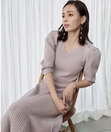 턱 슬리브 머메이드 니트 원피스