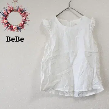 베베 BEBE 린넨 블라우스 프릴 슬리브리스 상의 예쁜 F