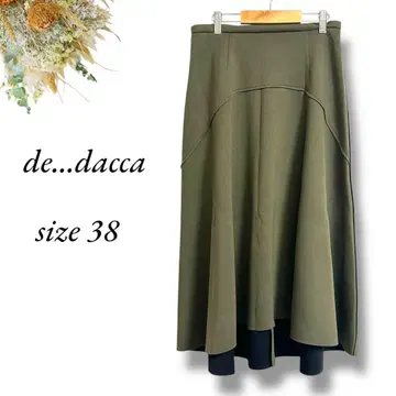 de - dacca 플레어 스커트 사이즈 38 카키 스펀지 원단 4033