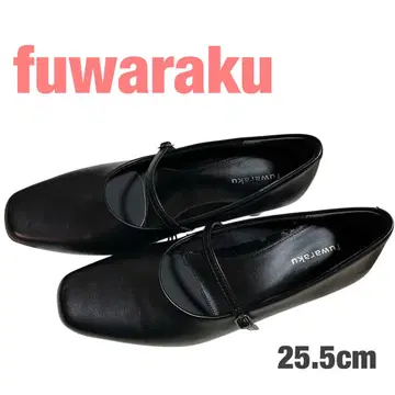 새상품급 fuwaraku 블랙 스트랩 펌프스 25.5cm