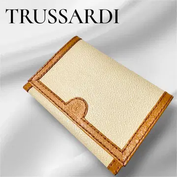 [새상품급] TRUSSARDI 가죽 반지갑 명함지갑 아이보리 고급스러움