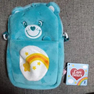 케어베어 파우치 스카이블루 무지개와 별 디자인