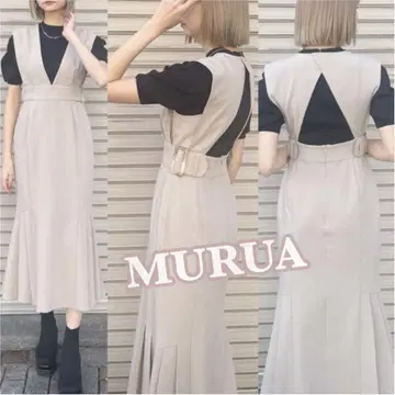 MURUA 사이드 턱 점퍼 스커트 원피스 올인원 멜빵바지