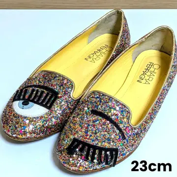 반짝반짝 키아라페라니 눈 모티브 글리터 플랫슈즈 23cm