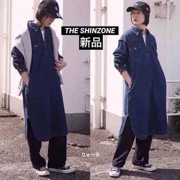 24AW 새상품 42900엔 신존 하프 지퍼 데님 드레스/F