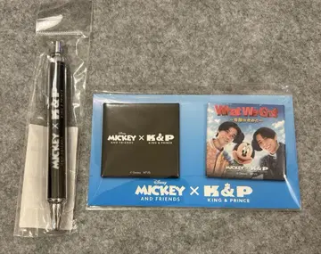 킹프린스 미키 프렌즈 콜라보 캔 배지 볼펜
