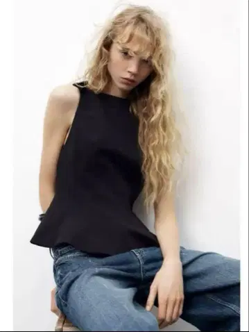 리본 페플럼 톱 zara