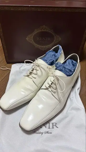 BENIR 웨딩 슈즈 가죽 신발 화이트