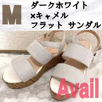 새상품 Avail 다크화이트 카멜 플랫 샌들 GU GRL