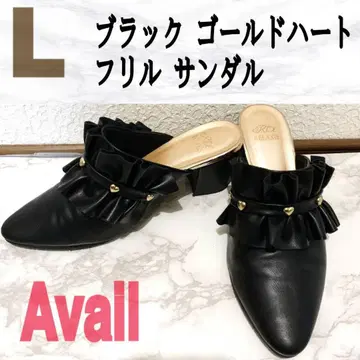 새상품급 Avail 블랙 골드하트 프릴 샌들 L GU GRL