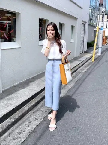러브틱  프론트 버튼 나로 스커트