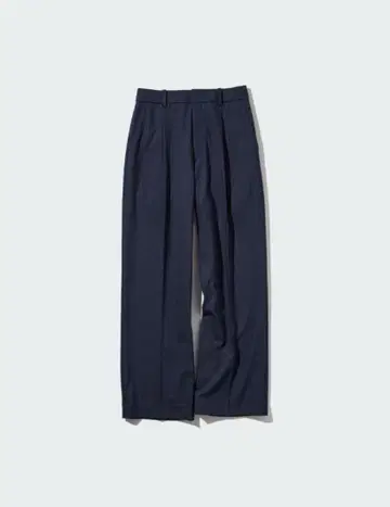 [ UNIQLO ] 턱 와이드 팬츠 스트라이프 네이비 사이즈 M