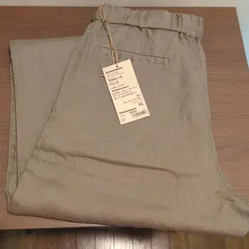 [새상품] 무인양품 프렌치 린넨 스트레이트 팬츠 XL 그레이시 브라운