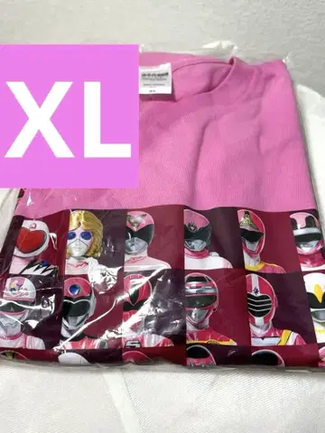 XL 사이즈 전 슈퍼전대 전시회 티셔츠 역대 핑크 화이트