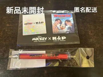 킨프리 미키 캔 배지 세트 흰색 TSUTAYA 한정판 볼펜 빨간색