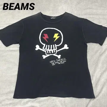 BEAMS 비스 남성 스컬 넘버링 프린트 티셔츠 반팔