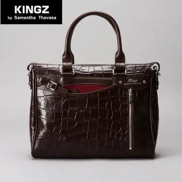 미사용! KINGZ 브레인 (크로코 패턴 압출 버전) 소형  다크 브라운