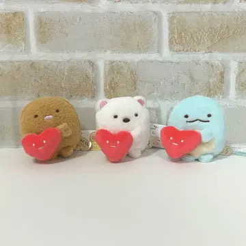 스미코구라시 손잡이 인형 하트 흰곰 손으로 만든 인형 3개
