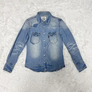 JACKROSE 잭로즈 데미지 데님 셔츠 3 스터드 버튼
