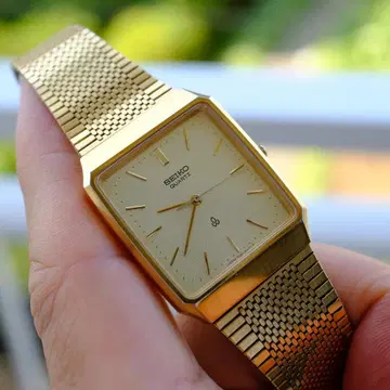 SEIKO Tank 쿼츠 골드 시계 메탈 벨트